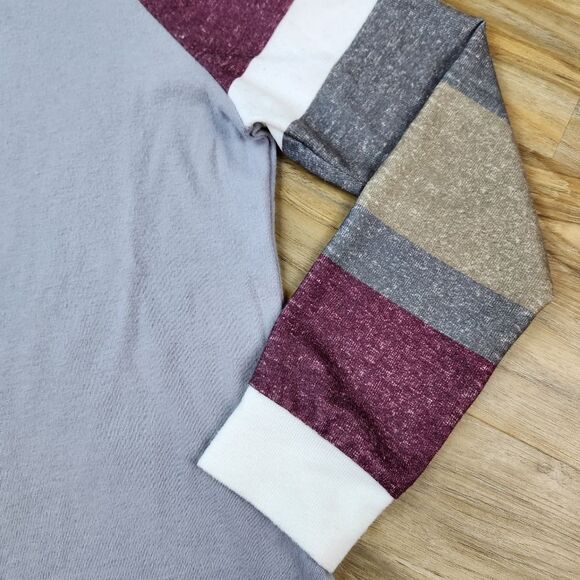🩵Gray Lightweight Colorblock Long Sleeve Top Large - Picture 6 of 10